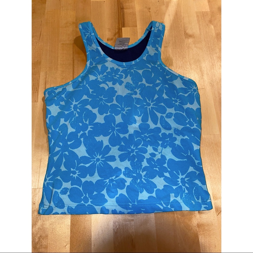 Nike Tank Top Color Blue With Built In Sports Bra